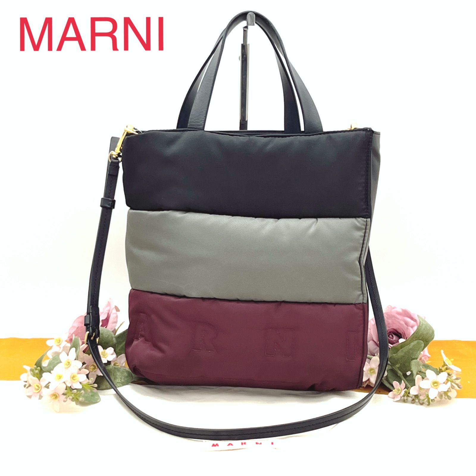 希少！美品 MARNI ミュゼオ バッグ 2way ソフトレザー ナイロン 