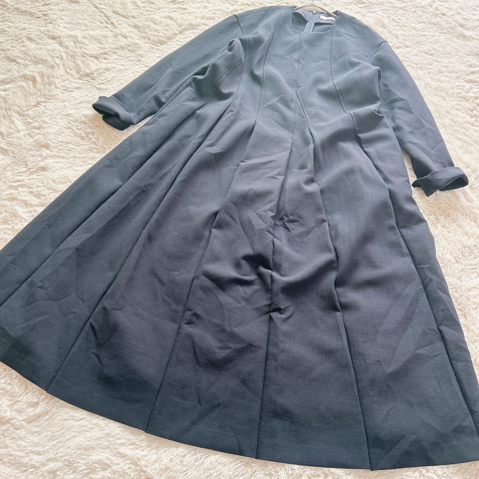 R 23区 ワンピース ピンタック フォーマル ネイビー ロング フォーマル きれいめ おでかけ