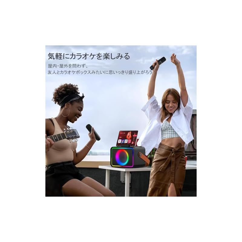 スピーカーセット カラオケ マイク 2本 Bluetooth5.3 カラオケセット