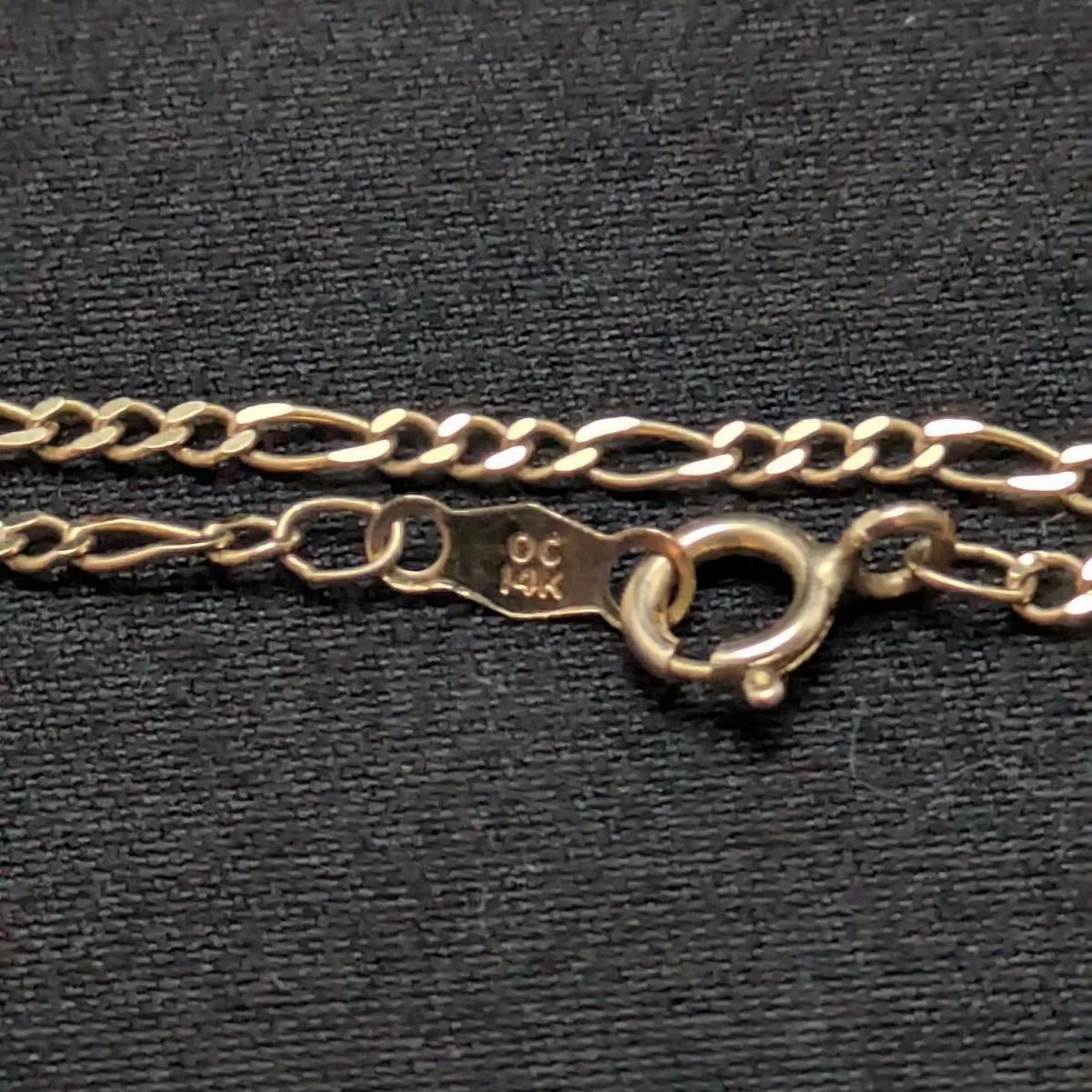 14K ITALY ブレスレット 1.7mm イエローゴールド フィガロチェーン