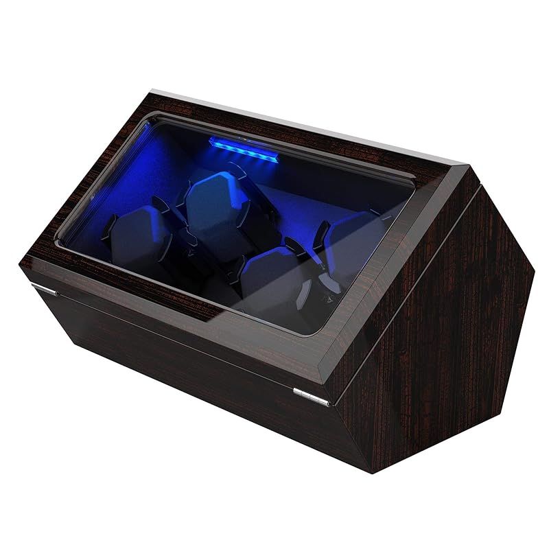 INCLAKE ワインディングマシーン 腕時計自動巻き器 ウォッチワインダー 4本巻き上げ LED ライト付き 日本製マブチモーター 男女の腕時計は全部使えます (松樹皮色) 0