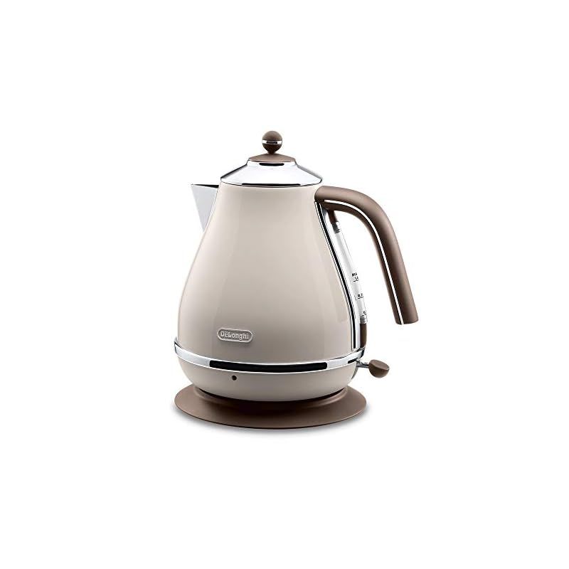 De'Longhi (デロンギ) 電気ケトル アイコナ・ヴィンテージ KBOV1200J-BG ステンレス 1.0L 見やすい水量計 異物混入防止フィルタ 空だき防止機能 簡単お手入れ [ドルチェベージュ] デロンギファミリー登録で3年 0