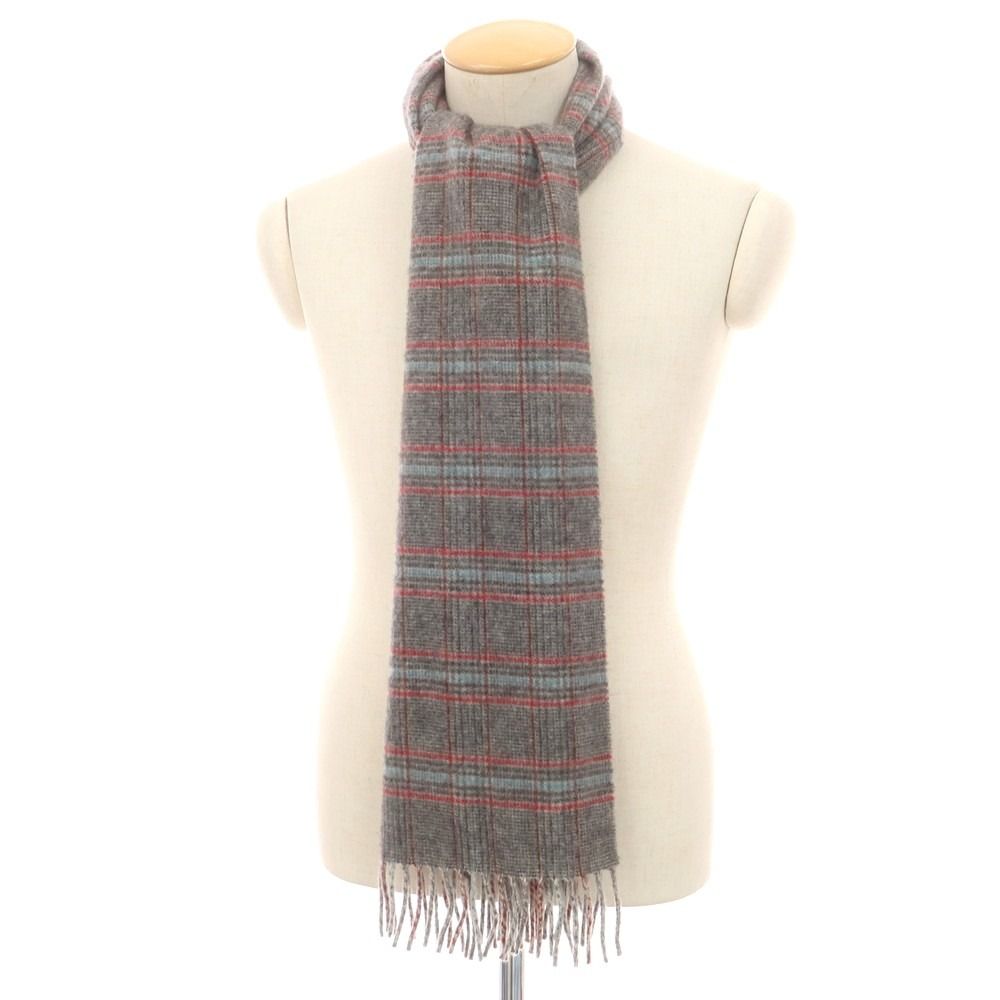 マフラー グレーxレッド