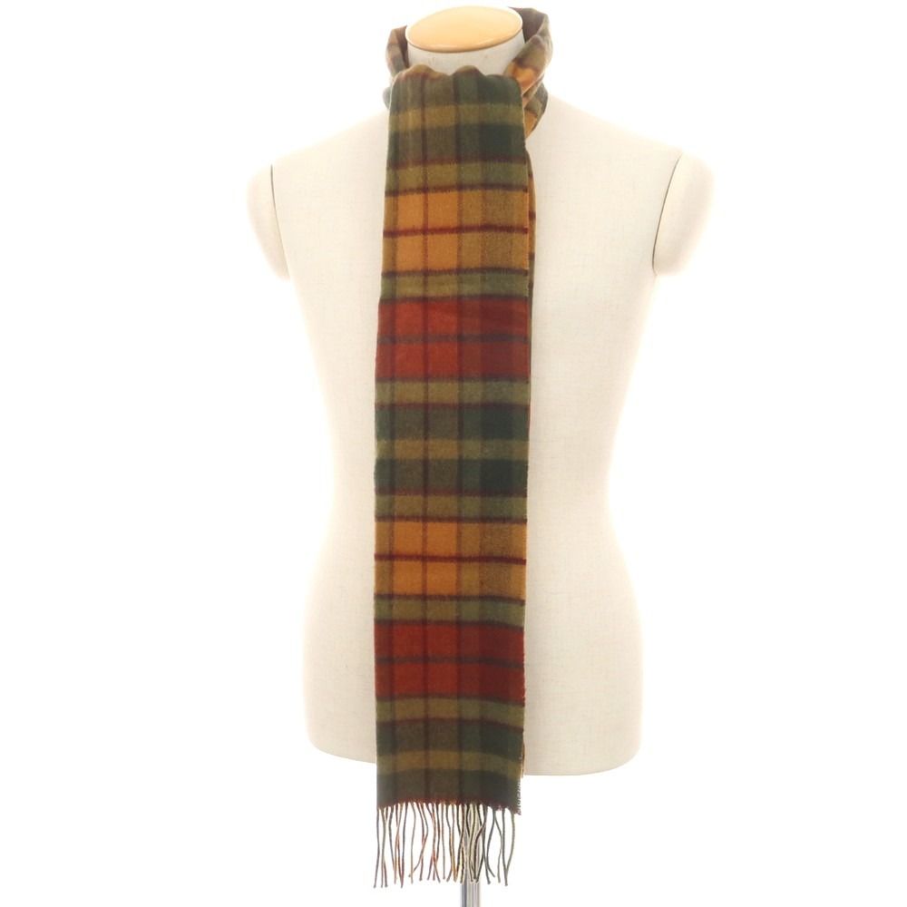 マフラー カーキxブリックレッド