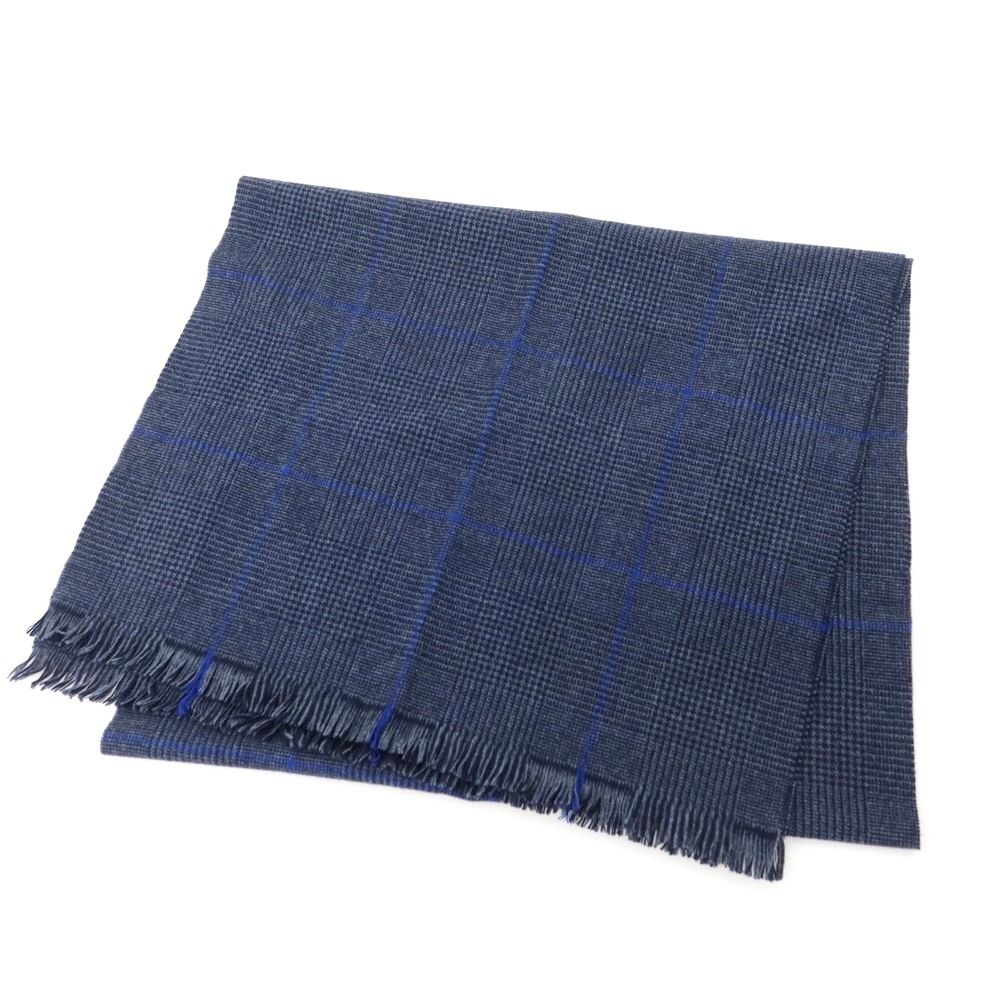 ジョシュアエリス Joshua Ellis ウール チェック マフラー グレーxネイビー メンズ