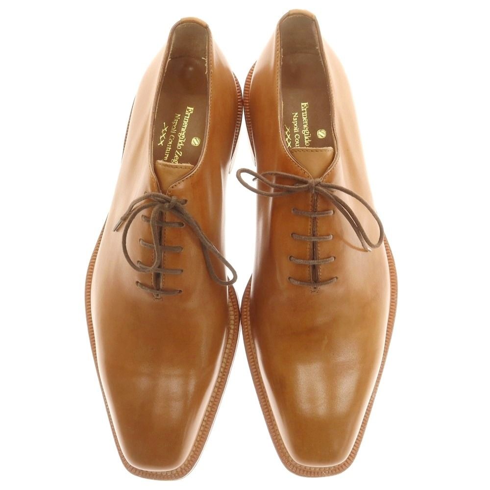エルメネジルドゼニア Ermenegildo Zegna ナポリクチュール ホールカット ドレスシューズ ライトブラウン サイズ7 メンズ