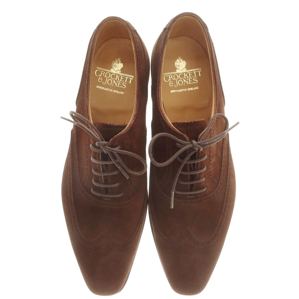 クロケットアンドジョーンズ -JONES スエード ウイングチップ ドレスシューズ ブラウン サイズ7 E メンズ