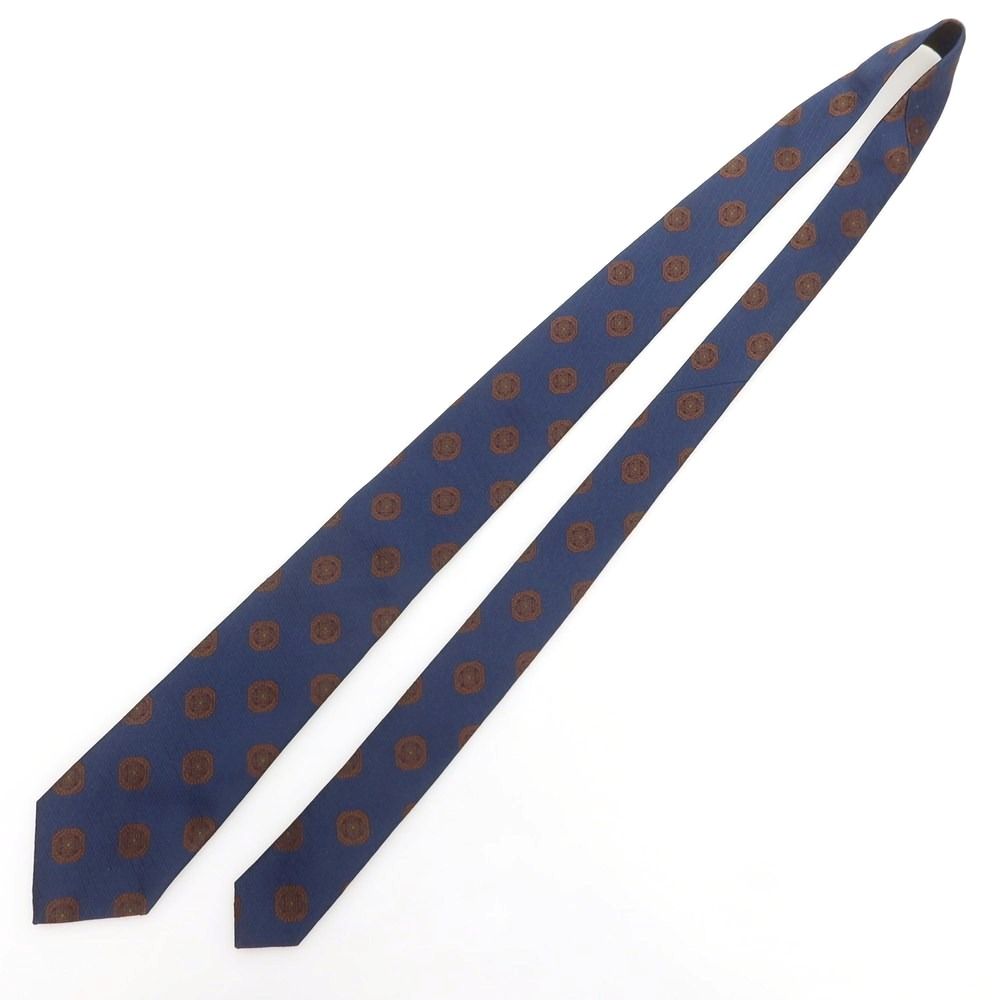 中古】フランコバッシ FRANCO BASSI シルク 無地ネクタイ ネイビーx