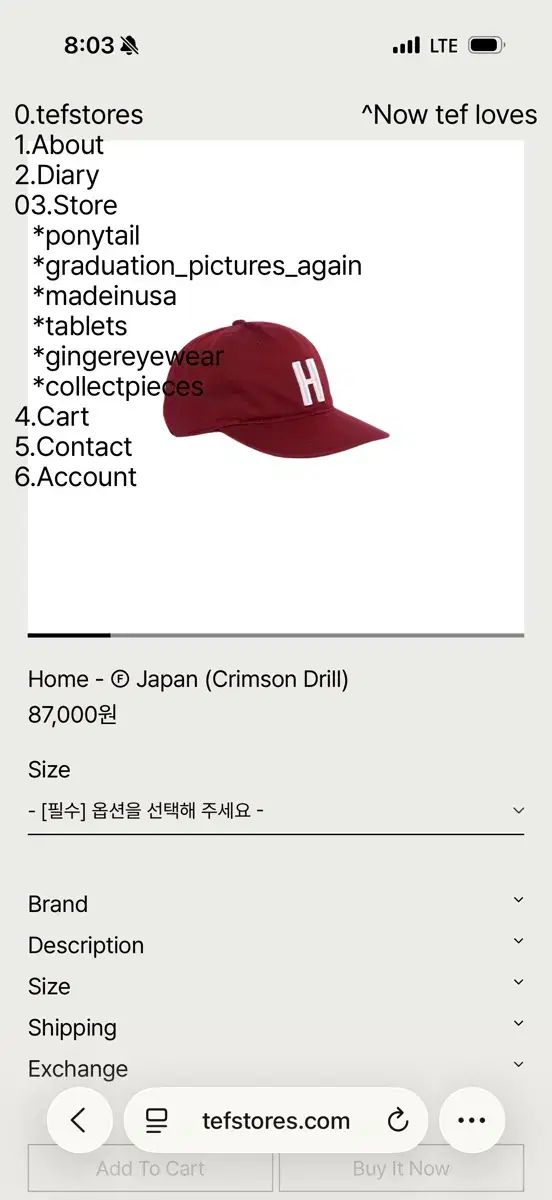 Tef Stores ベースボールキャップ Home - Japan Crimson Dr
