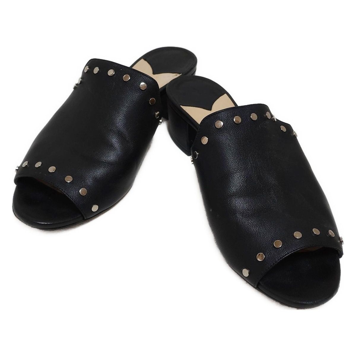 JIMMY CHOO ジミーチュウ ミュール レディース - 黒 スタッズ レザー