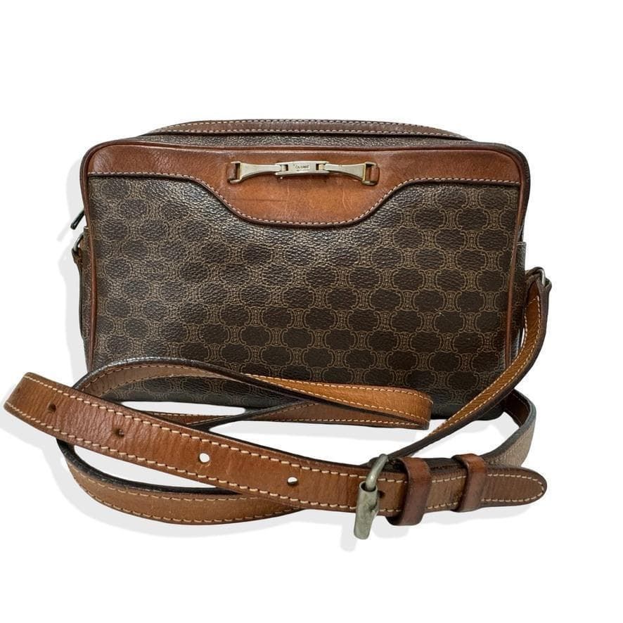 美品✨セリーヌ　ショルダーバッグ　レザー　PVC マカダム　ロゴ金具　トリオンフ CELINE セリーヌ マカダム ショルダーバッグ トリオンフ PVC レザー