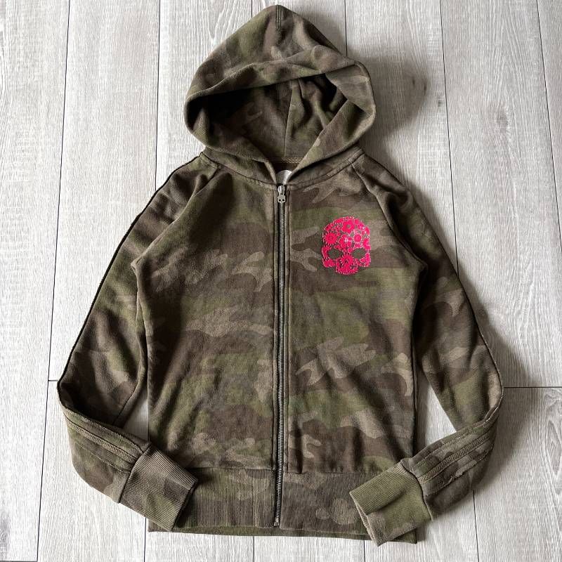 Hydrogen Womens XS Zip Hoodie Setup Tracksuit Skull Print Camo Camouflage ハイドロゲン ジップパーカー セットアップ スカルプリント レディース XS カモフラ