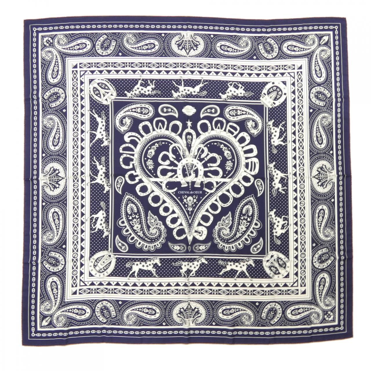 エルメス HERMES CHEVAL DECOEUR BANDANA H244259S カレジェアン140 ショール