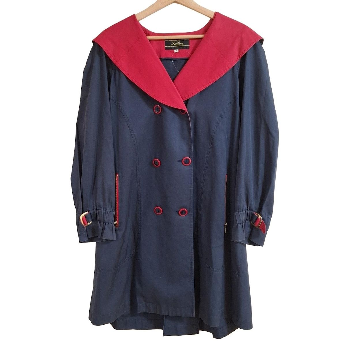 Leilian レリアン コート サイズ9 M レディース - ダークネイビー×レッド 長袖 春 秋