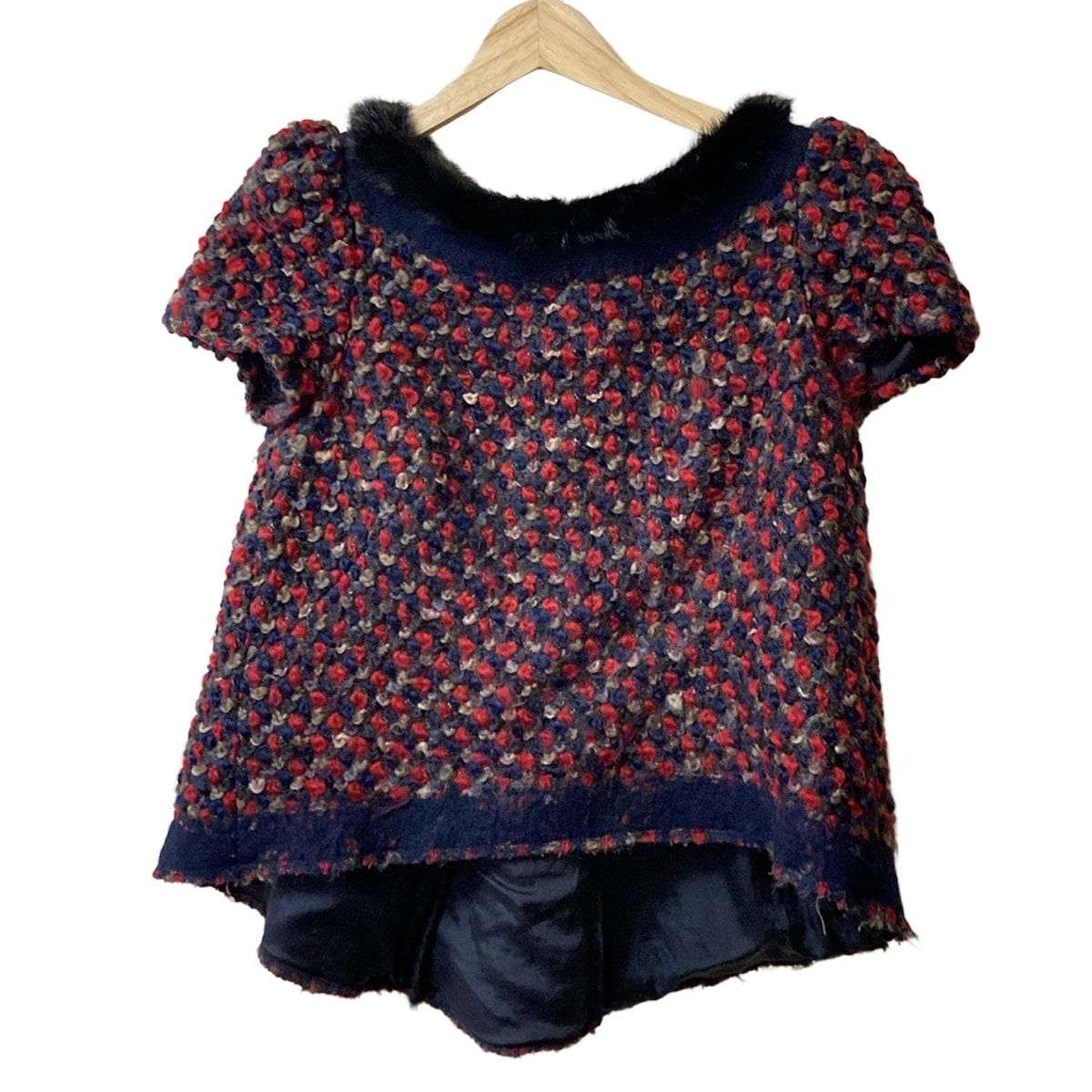 PRADA プラダ 半袖カットソー サイズ38 S レディース レッド ネイビー マルチ