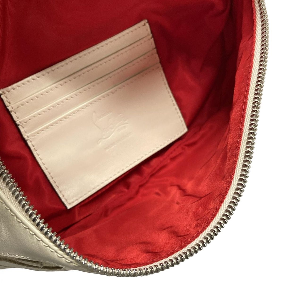 CHRISTIAN LOUBOUTIN クリスチャンルブタン ウエストポーチ マリージェーン ベルトバッグ 白×レッド ラメ レザー DECORATOM_COM_BR