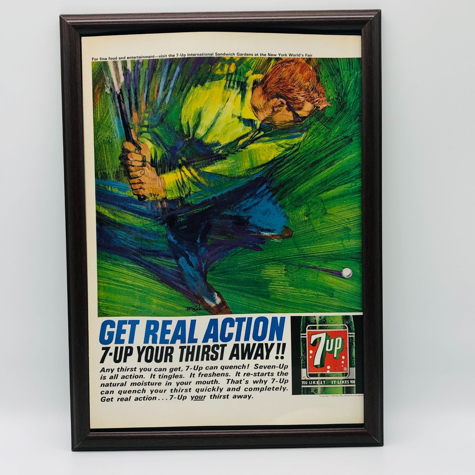 ビンテージ 広告 ポスター 『 セブンアップ 7UP 』 フレーム付 ※貴重な