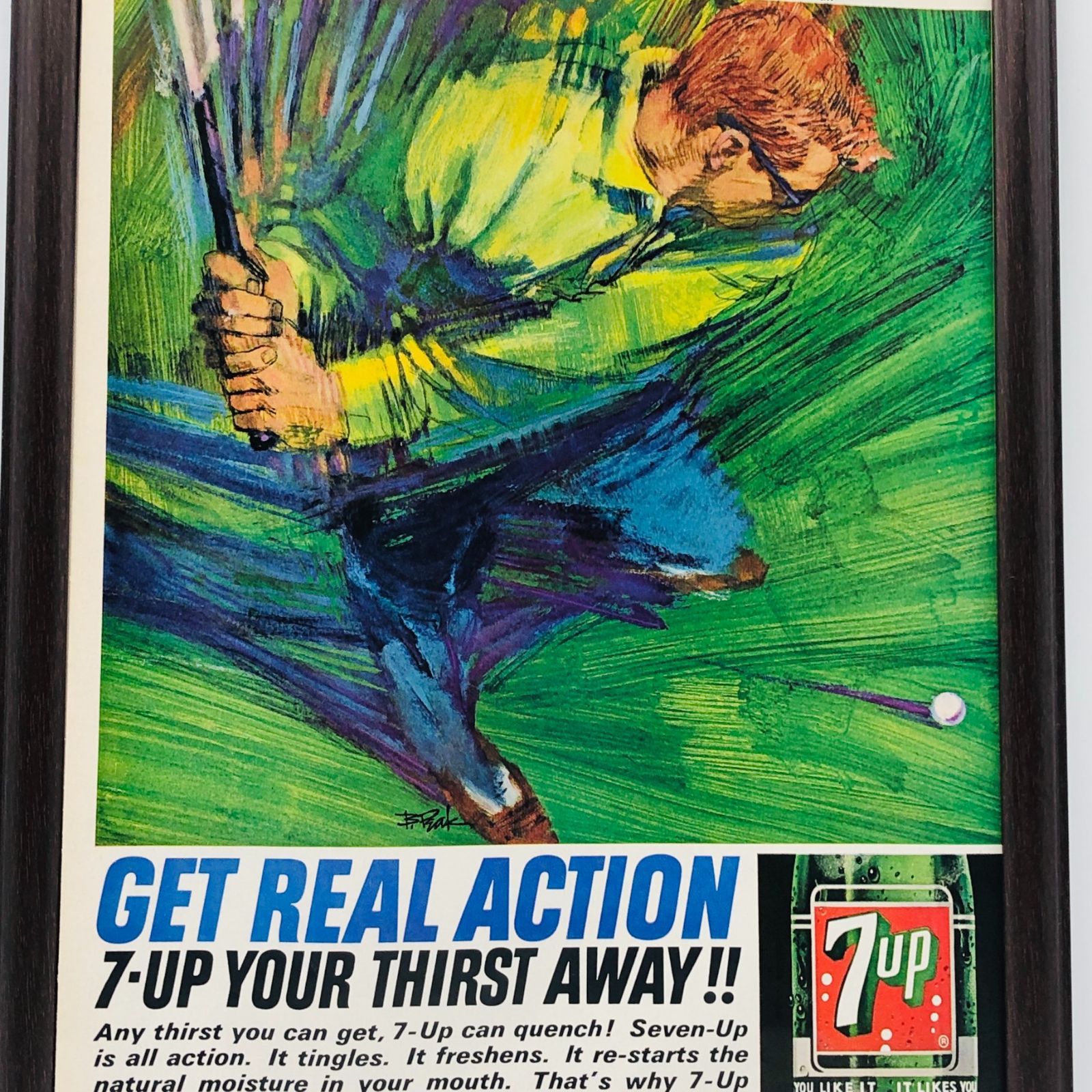 ビンテージ 広告 ポスター 『 セブンアップ 7UP 』 フレーム付 ※貴重な