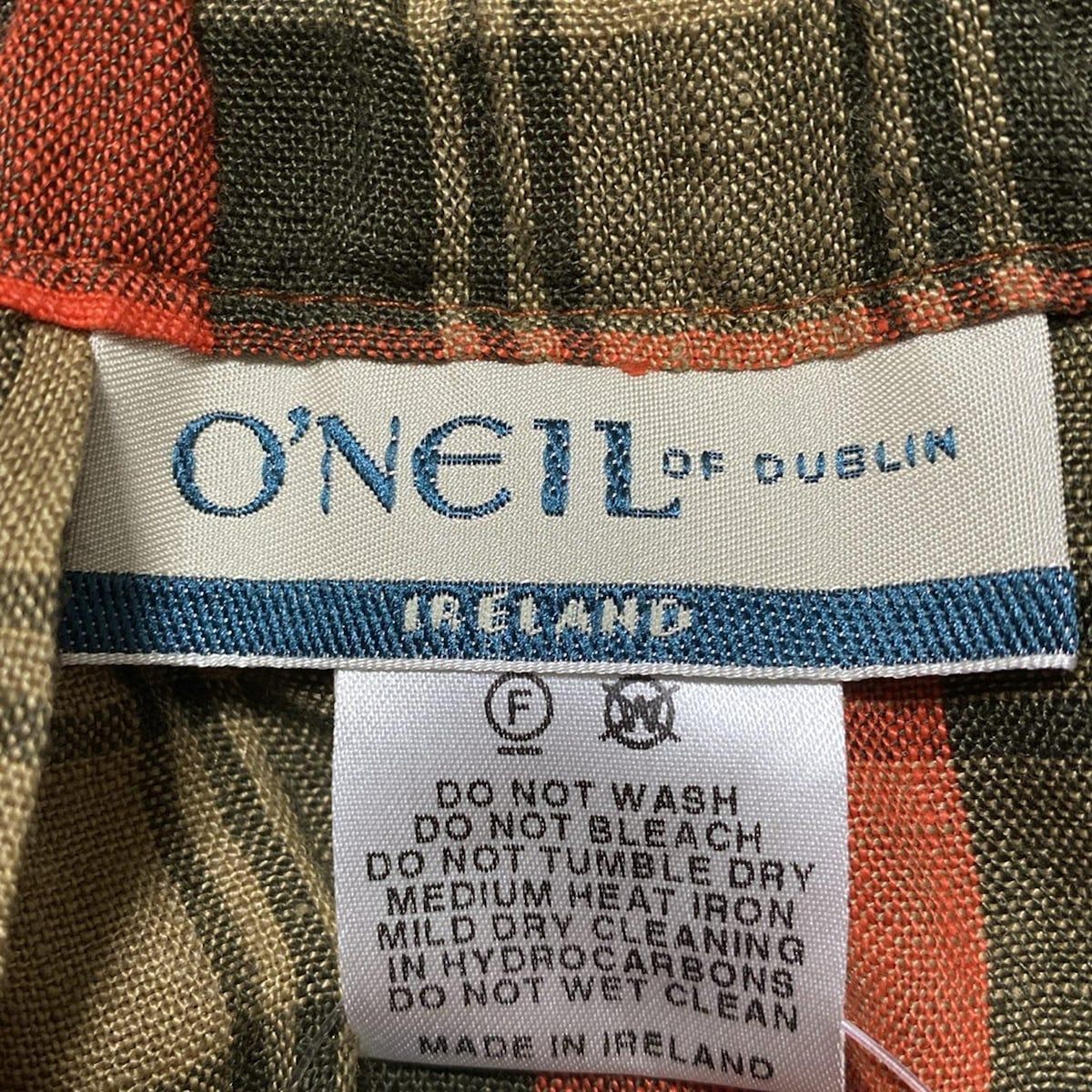 オニールオブダブリン ロングスカート サイズI 40 レディース - ベージュ×レッド×カーキ 麻 チェック柄 ウエストゴム GULLKHAN_COM