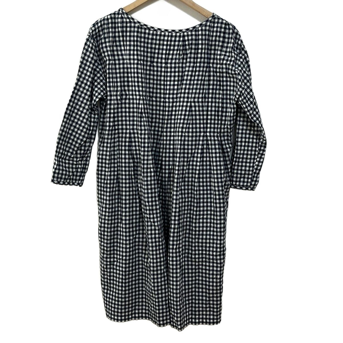 Veritecoeur ヴェリテクール ワンピース サイズF レディース - ネイビー×白 七分袖 ひざ丈 チェック柄