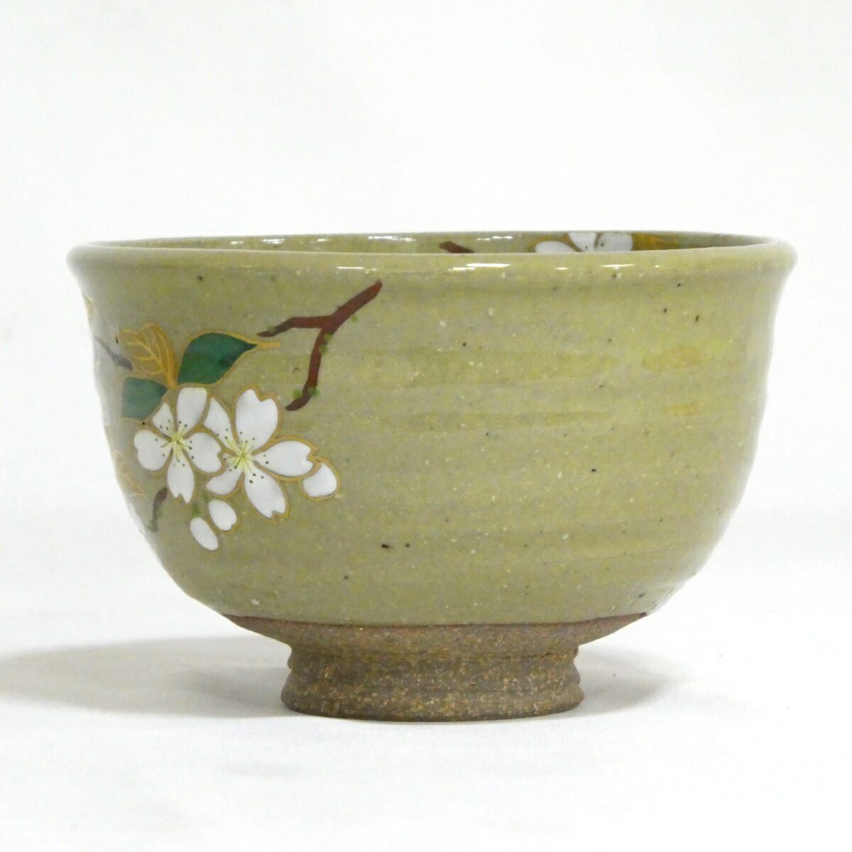 十月の特売品】平安 中村与平作 ひわ釉 桜 茶碗 茶道具【 美品