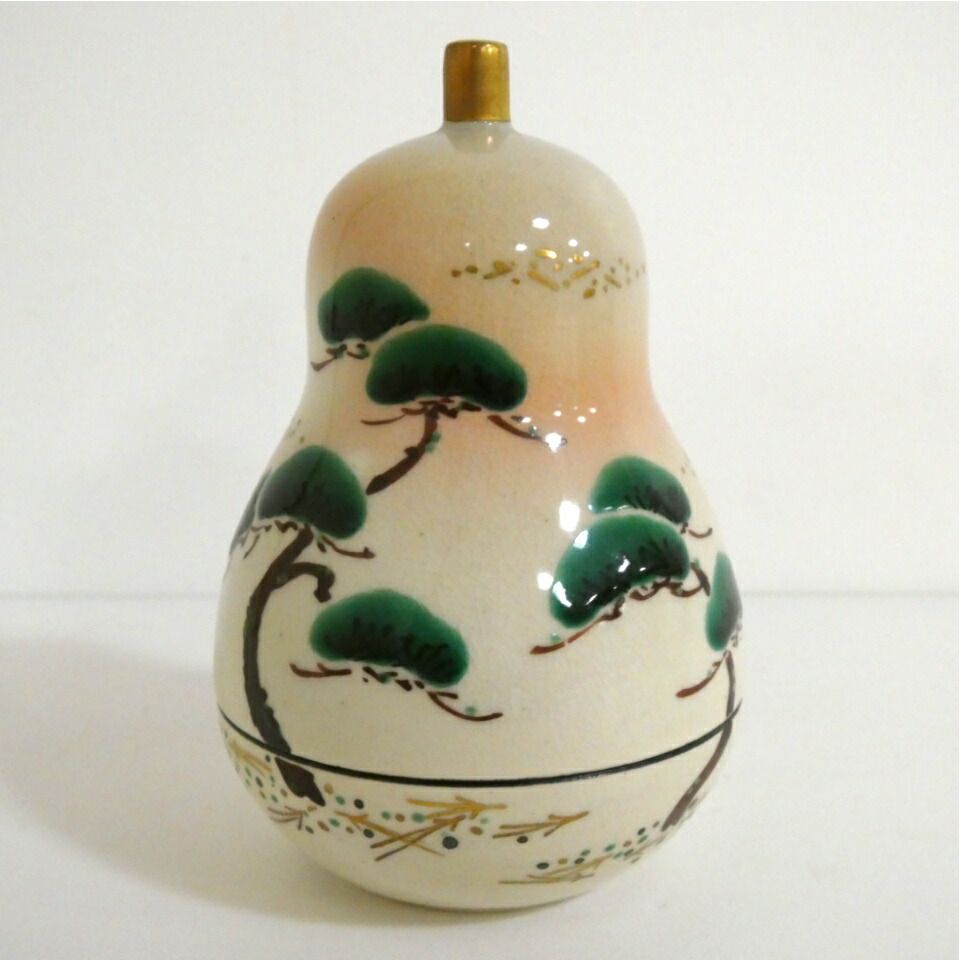 十月の特売品 中村秋峰作 仁清 瓢形松絵 香合 茶道具