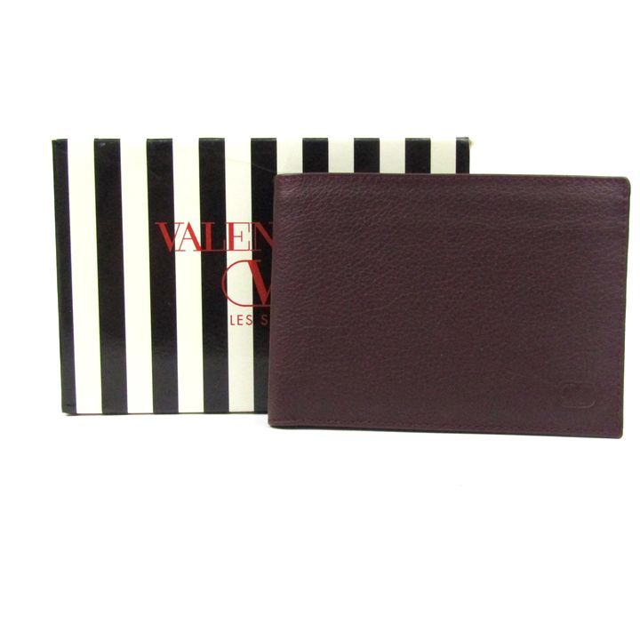 ヴァレンティノ 二つ折り財布 レザー 小銭入れあり ウォレット ブランド メンズ ワインレッド VALENTINO