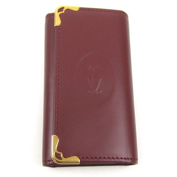 カルティエ マストライン キーケース レザー 三つ折り 4連 ブランド 小物 レディース メンズ ワインレッド CARTIER