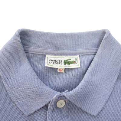ラコステ LACOSTE 80s ポロシャツ 鹿の子 ワンポイント ワニ 42 紫