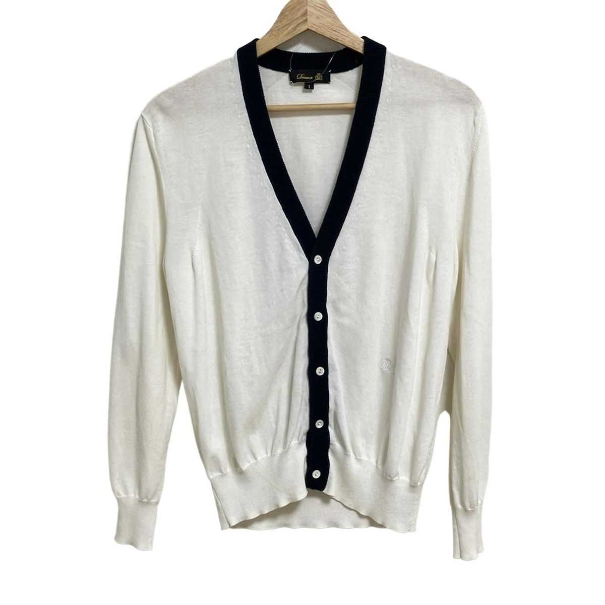 Drawer(ドゥロワー) カーディガン サイズ1 S レディース - 白×ネイビー