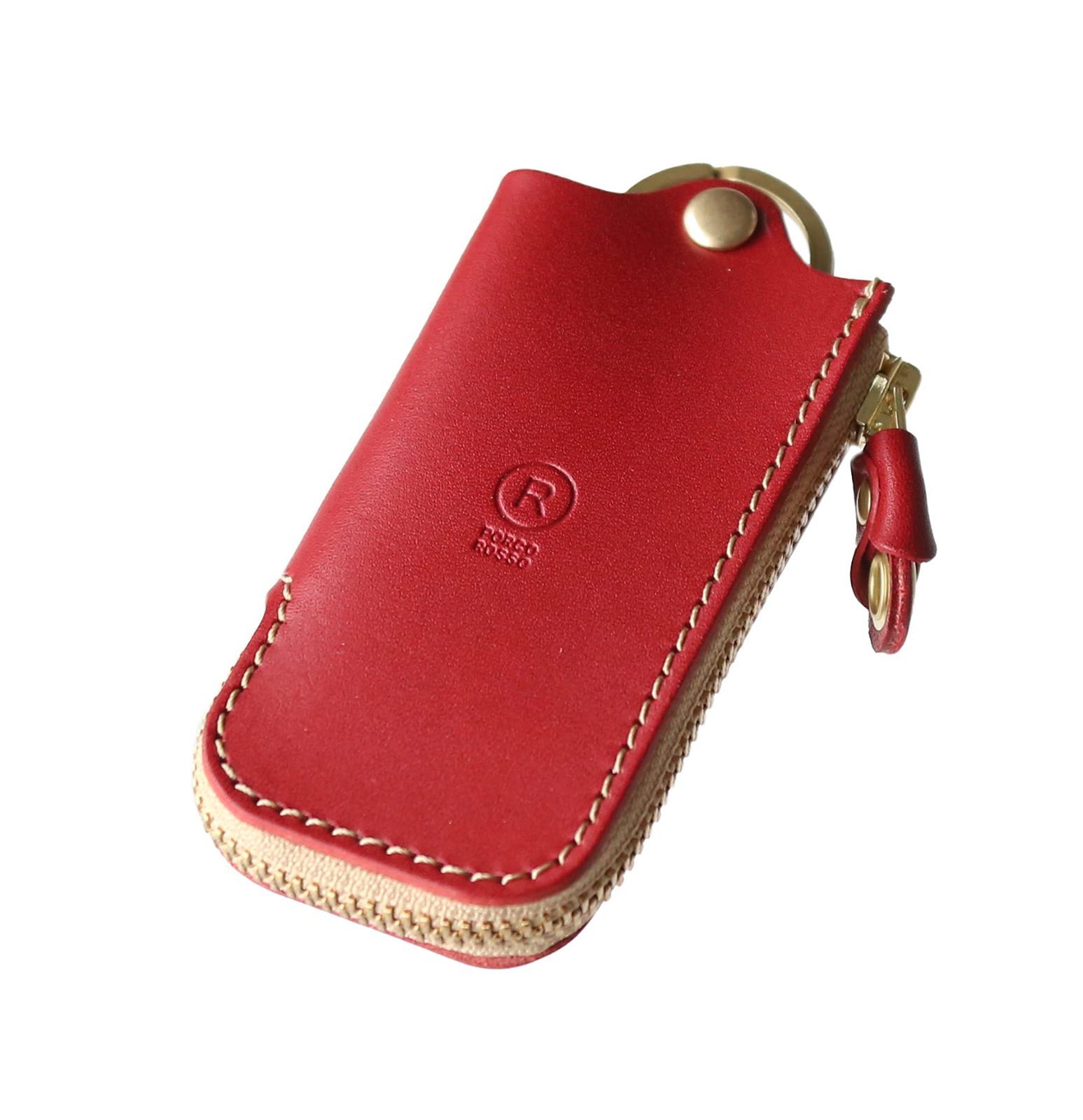 レディース メンズ 本革 栃木レザー スマートキー スマートキーケース キー キーホルダー 革 キーケース ファスナー ブランド ポルコロッソ 赤 レッド sokunou