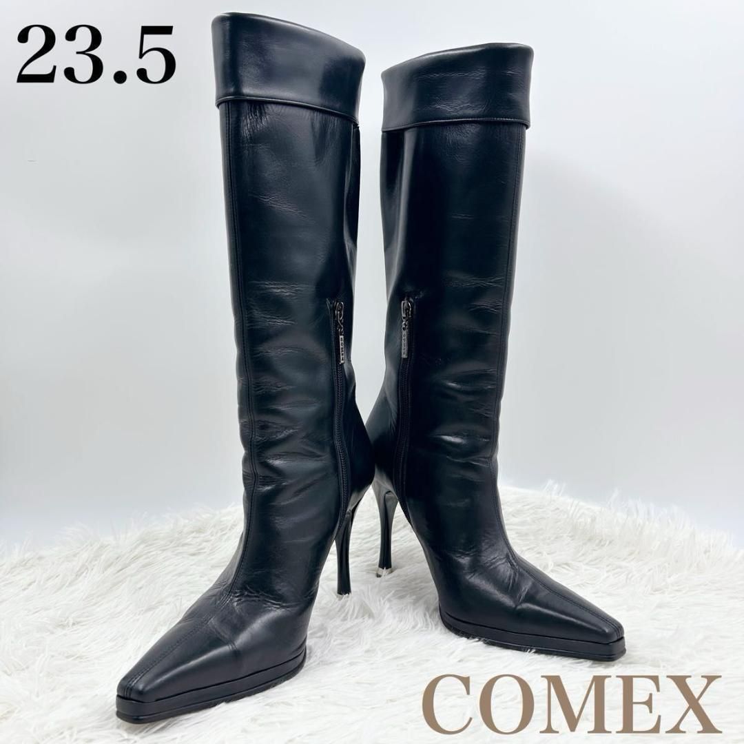 COMEX ロングブーツ ピンヒール サイドジップ 2way ブラック
