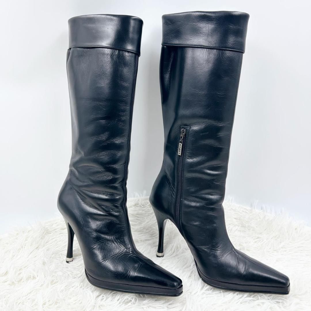  COMEX ロングブーツ ピンヒール サイドジップ 2 way ブラック ロングブーツ ブーツ