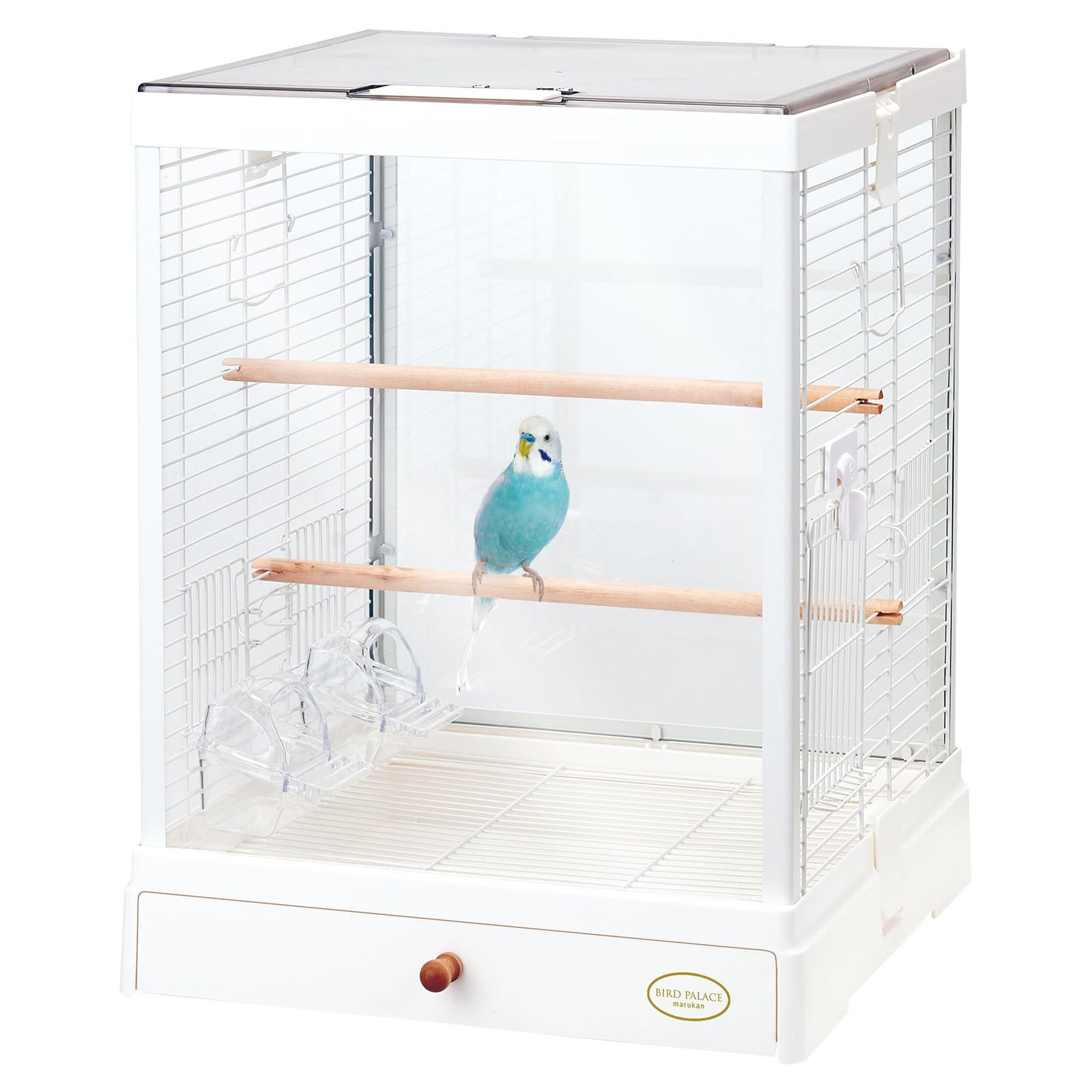 ミニマルランド バードパレス クリアスクリーン 40W ホワイト クリアな見通し強化ガラス お掃除ラクラク 組み立て簡単 ワイド約40cm 鳥用