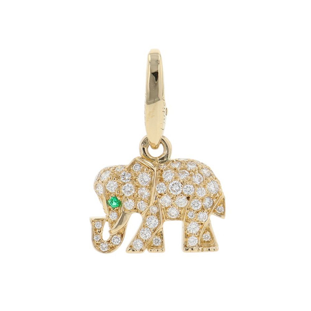 カルティエ ペンダントトップ キャンディ チャーム ダイヤモンド エメラルド K18YGイエローゴールド Cartier ゾウ 象