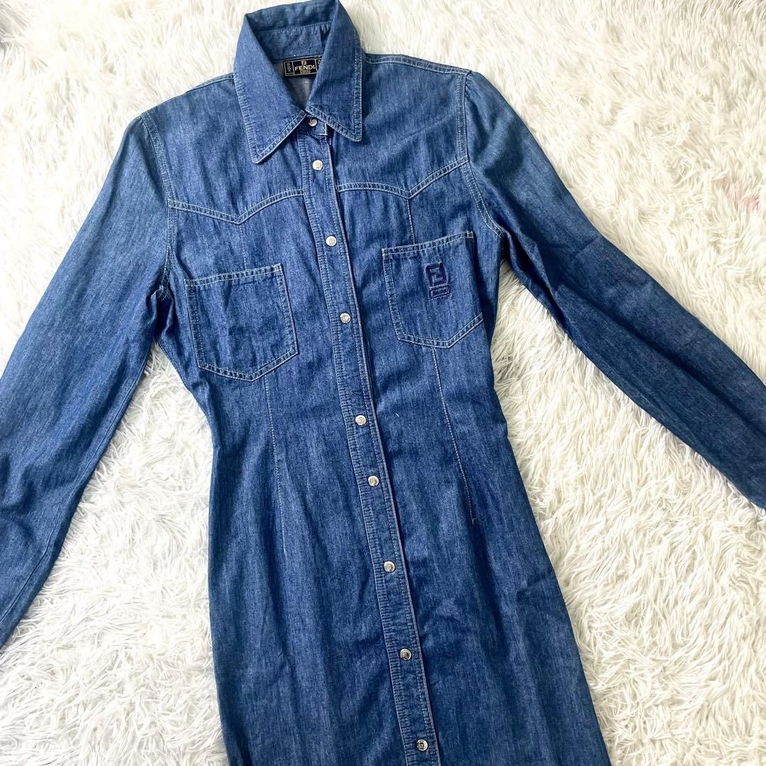 フェンディ FENDI デニムワンピース インディゴ レディース