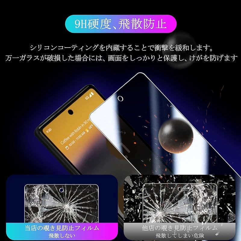 対応 Google Pixel 6a フイルム 覗き見防止【2枚セット-国産AGC旭硝子