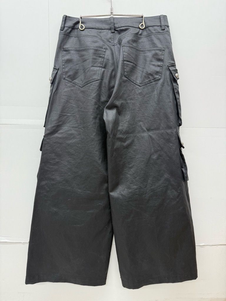 ROSEN KREUZ Double Sack Press Wide Pants サイズ3 133116 ローゼンクロイツ ダブルサックプレスワイドパンツ ブラック コーティング ワックス カーゴパンツ 韓国 ストリート X 0612-001 214