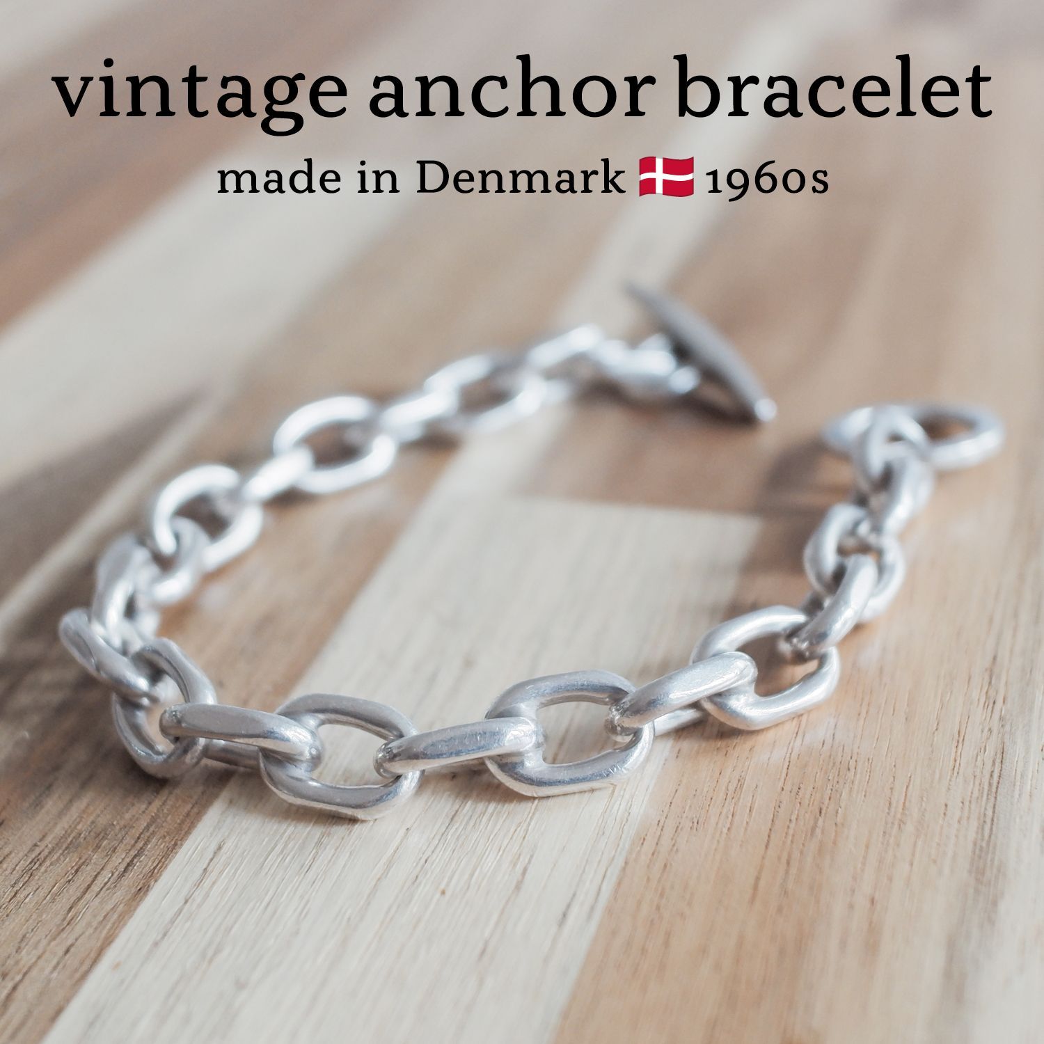 デンマーク製 Randers Sølvvarefabrik 1960年代 ヴィンテージ シルバーアンカーチェーンブレスレット m291