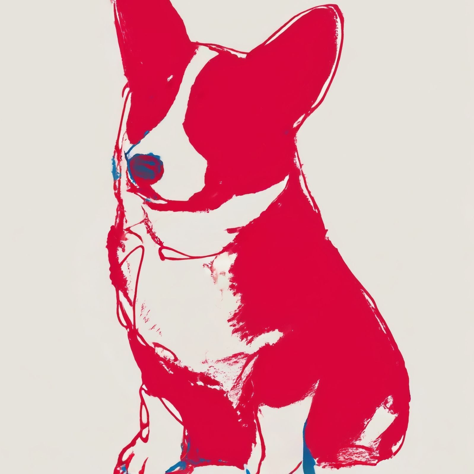 名入れOK Red Line ウェルシュコーギー犬 No 1 アートポスター ペットロス 北欧モダン ミニマルインテリア カフェスタイル