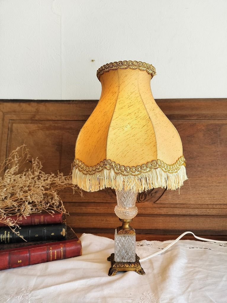 フランス アンティーク ガラス 卓上ランプ シェード つき シェード付き 照明 ライト