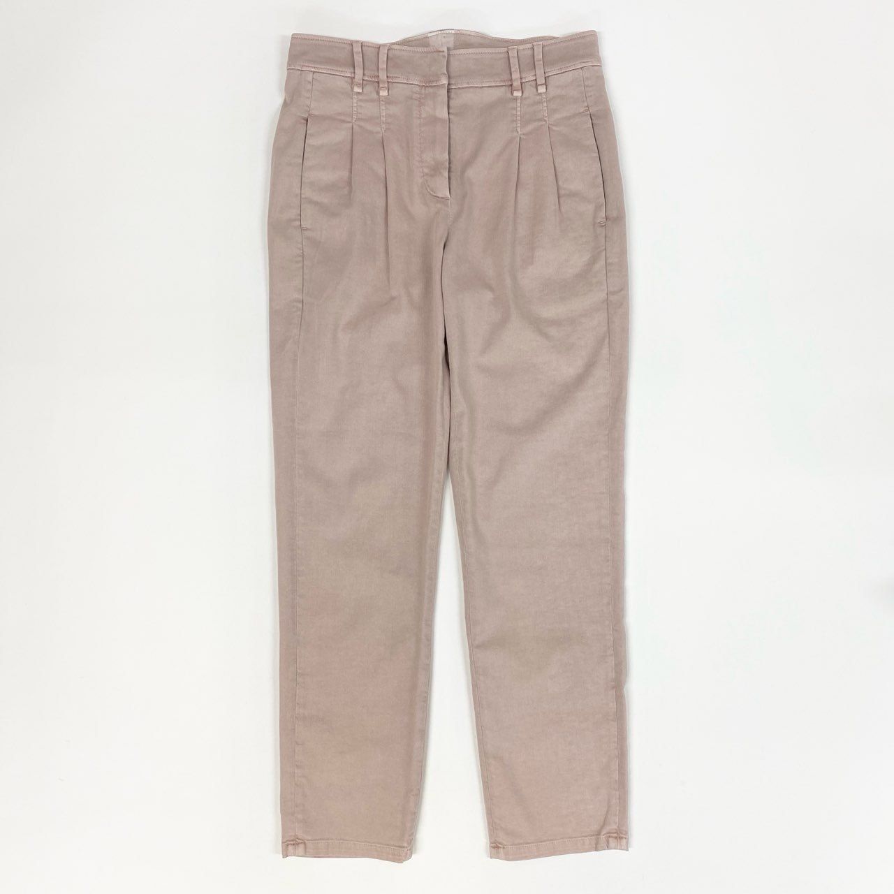 31k2 BRUNELLO CUCINELLI ブルネロクチネリ イタリア製 ビーズデザイン 2タックパンツ ボトムス 40 ピンク コットン レディースo07t