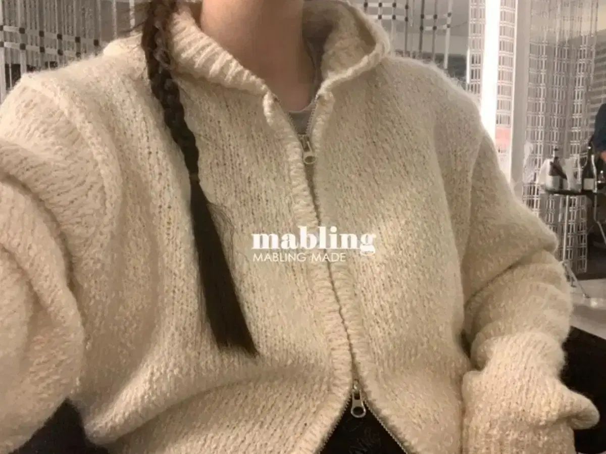 ニット フードジップアップ