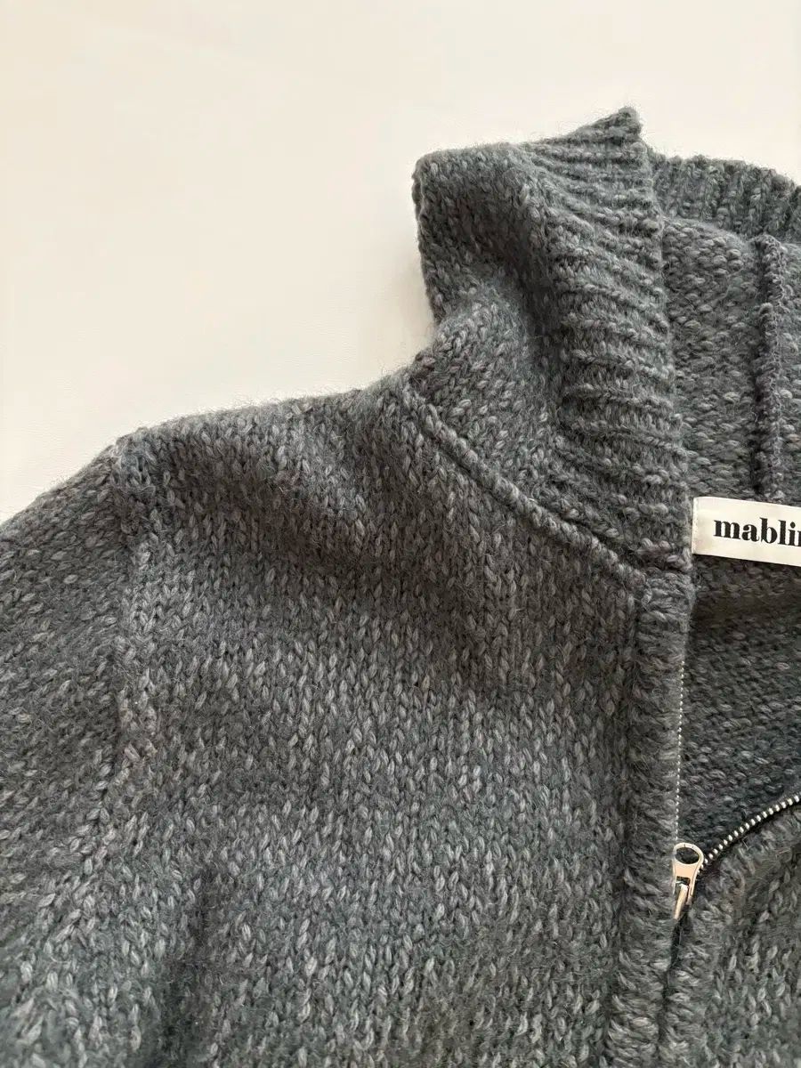 マーベリング モヘア ニット フードジップアップ グレー