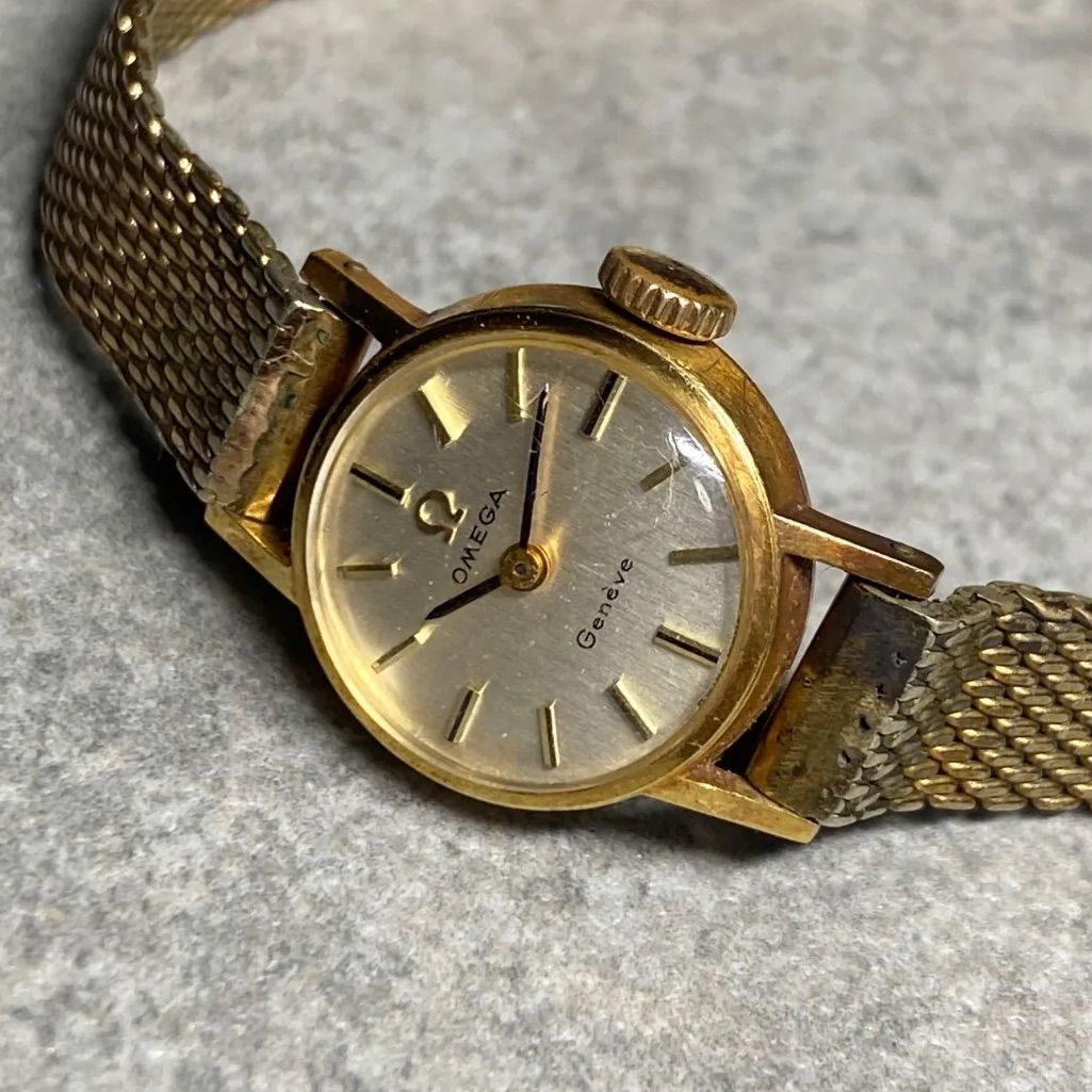 18k 750 OMEGA オメガ Geneve ジュネーブ レディース 手巻き 腕時計 稼働品 現状品 ヴィンテージ アンティーク 18金 K18 金無垢