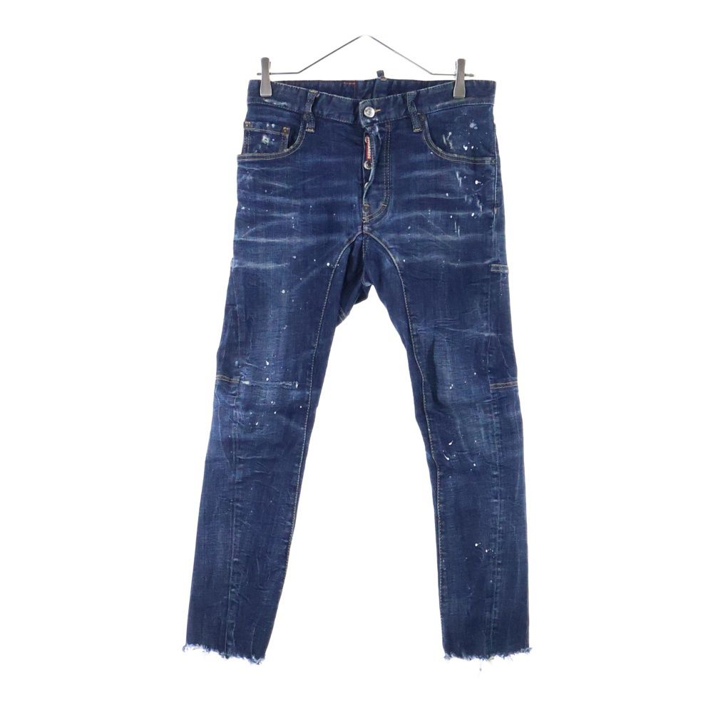 DSQUARED2 (ディースクエアード) 22SS Tidy Biker jean ペイント加工 バイカーストレッチデニム インディゴ S71LB1009
