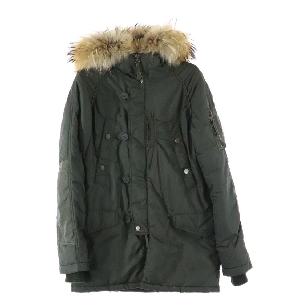 DUVETICA デュベティカ ファーフーデッド ミリタリー ジップアップ ダウンジャケット パーカー カーキ