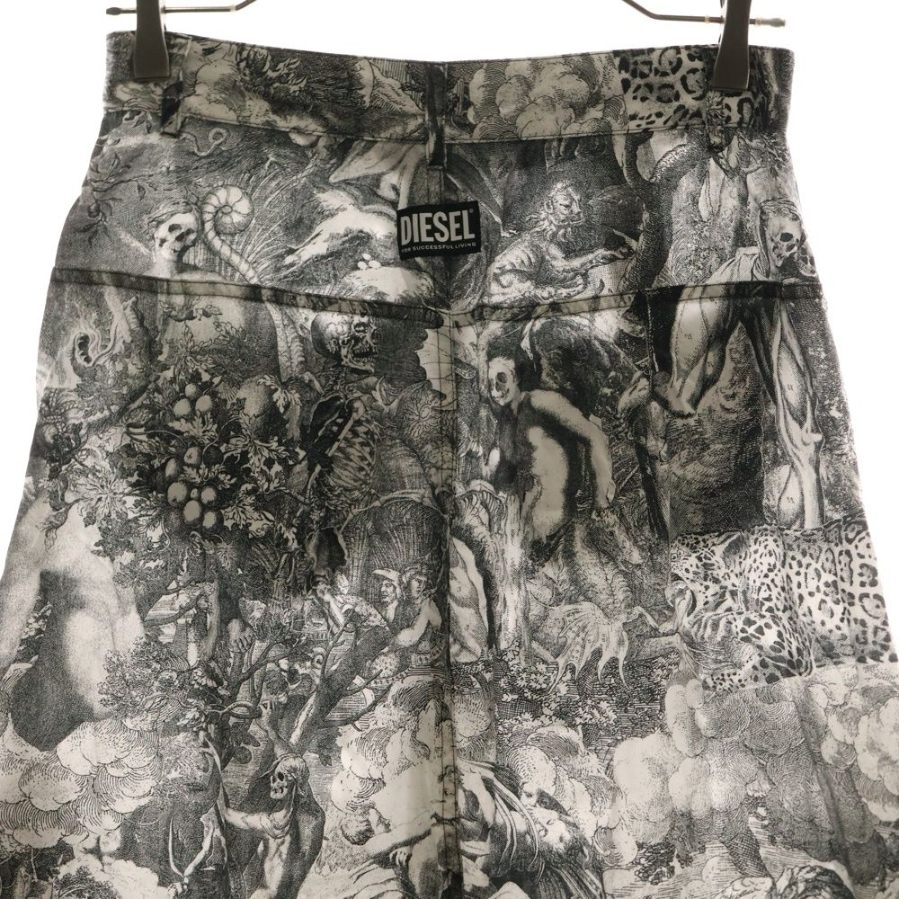 DIESEL (ディーゼル) 総柄 スリット入り ロングスカート グレー