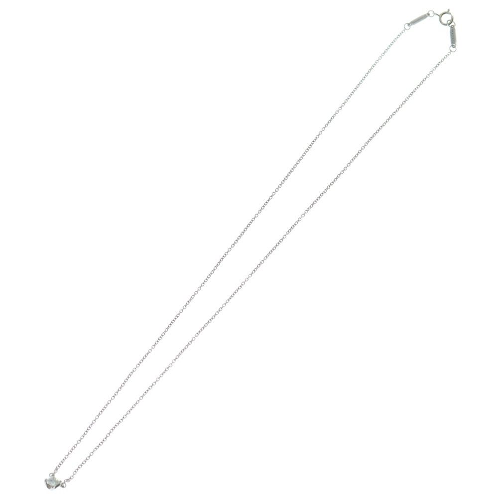 TIFFANY - Co. ティファニー ソリティア 1Pダイヤネックレス スクエアカット ペンダント チェーン シルバー Pt950 0.20ct 2.4g