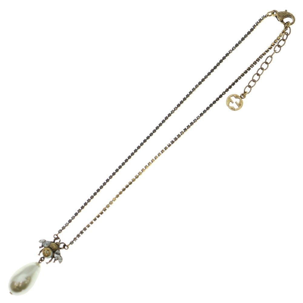 GUCCI グッチ BEE PEARL ビー パール インターロッキング G ネックレス ゴールド